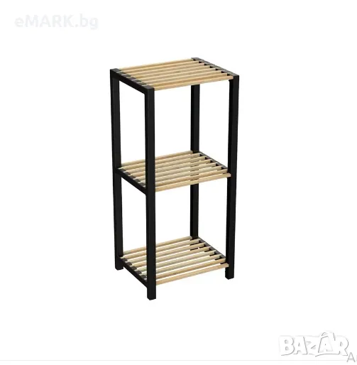 Подова етажерка с 3 нива от дърво с размери 35x29x78 см и цвят бежов/черен, снимка 1
