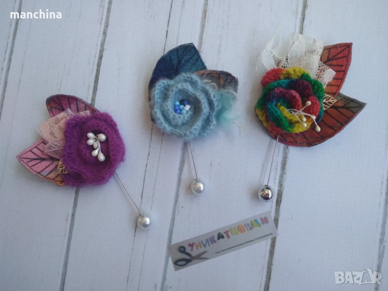 Плетена брошка "Цветле", снимка 1