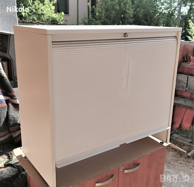 Офис шкаф - шкафче с ролетна щора бял 80/40/72см, снимка 1