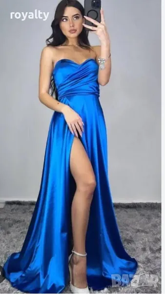 Официална синя дълга рокля, снимка 1