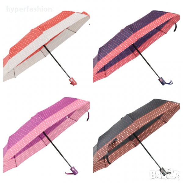 Автоматични дамски сгъваеми чадъри на точки, различни цветове, КОД: 41482, снимка 1