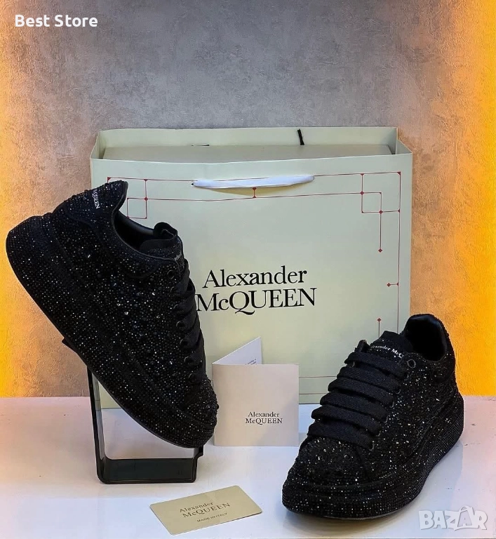 Alexander McQueen Дамски Черни Маратонки С Камъни 36-40 Номер , снимка 1