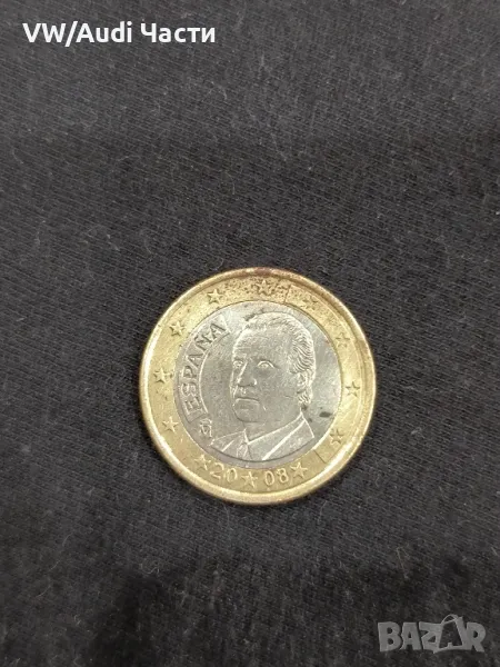 Монета 1 евро Испания 2008г. Хуан Карлос I, снимка 1