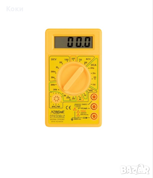 Цифров уред Multimeter DT830, DC 200mV-1000V, AC 200V-750V, жълт, снимка 1