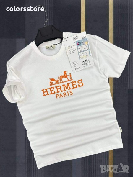 Бяла мъжка тениска Hermes кодVL59H, снимка 1