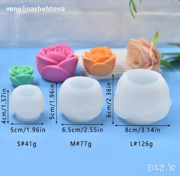 3D 3 размера рози Силиконов молд форм за свещи гипс сапун смола фондан за декорация на торта , снимка 1