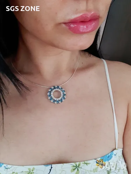 Сребърна Висулка с Топаз/Мултисапфир, снимка 1