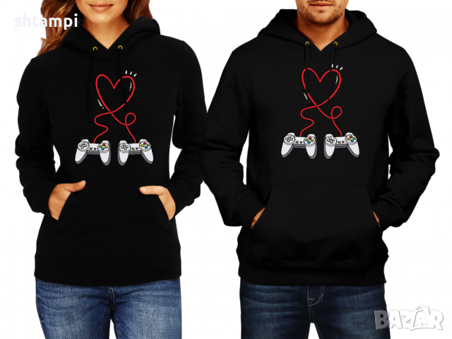 Суитчър/Суитшърт за двойки Gamercontroler Heart Valentines day,Игри за двойки,влюбени Подарък,Любов,, снимка 2 - Суичъри - 36266835