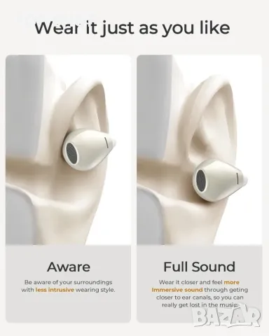 Слушалки с отворено ухо Lytmi CozyClip, слушалки с щипка и Bluetooth 5.4, IPX4, бели, снимка 5 - Безжични слушалки - 49445222