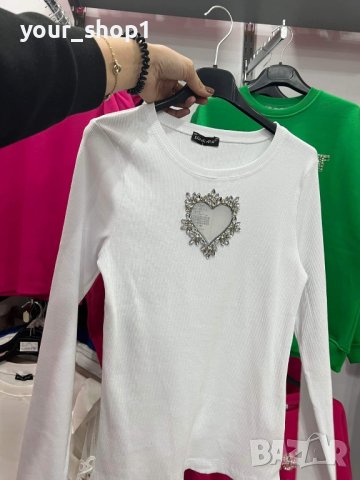 Дамски блузи 5 цвята сърце кристали рипс  , снимка 6 - Блузи с дълъг ръкав и пуловери - 42722167