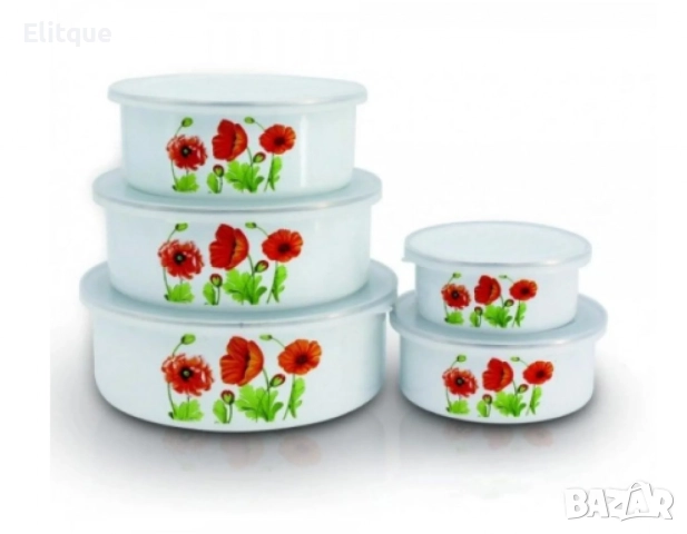 Комплект емайлирани купи за съхранение, снимка 7 - Други - 52786813