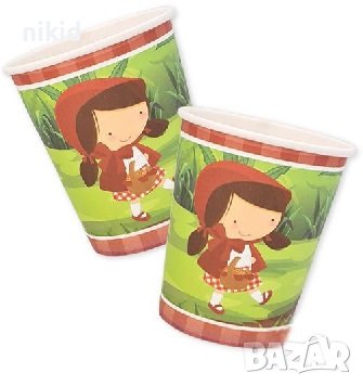 Червената Шапчица 8 бр картонени чаши парти рожден ден, снимка 1 - Чаши - 40672316
