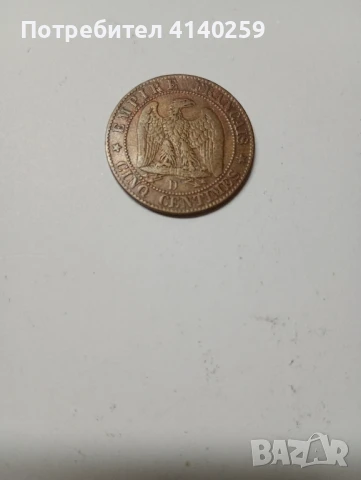 Франция монета 5 сантима 1854 г , снимка 1