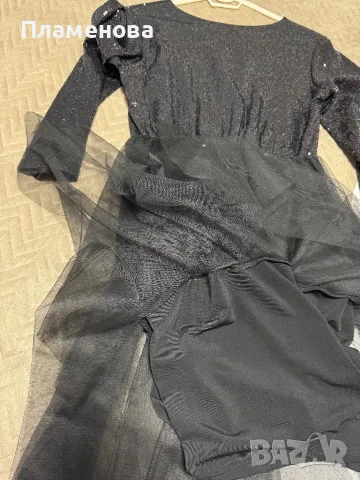 Черна рокля с паети - S/M, снимка 3 - Рокли - 48687636