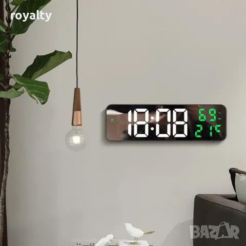 Електронен LED часовник-огледало с будилник и термометър, снимка 6 - Друга електроника - 49198076