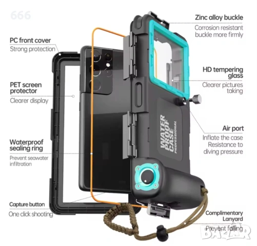 Професионален подводен защитен калъф за телефон, снимка 2 - Друга електроника - 53457946