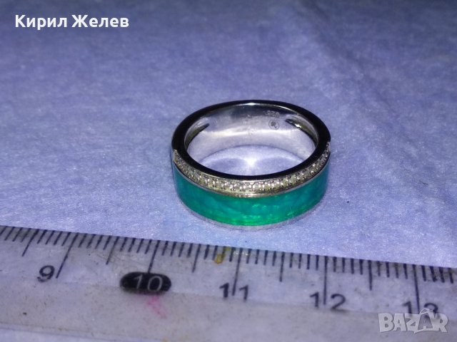 SWAROVSKI Елегантен МАРКОВ ЕМАЙЛИРАН СРЕБЪРЕН ПРЪСТЕН РОДИРАНО СРЕБРО 925 с КРИСТАЛИ СВАРОВСКИ 39898, снимка 9 - Пръстени - 42644189