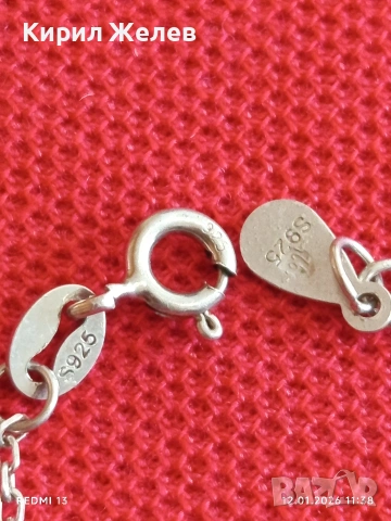 Сребърна гривна с висулка Пеперуда 🦋 с кристали елегантна финна 52412, снимка 3 - Гривни - 53070760