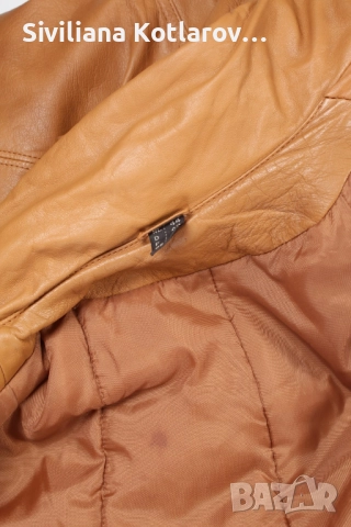 Кожено манто - цвят CAMEL, снимка 5 - Палта, манта - 52508946