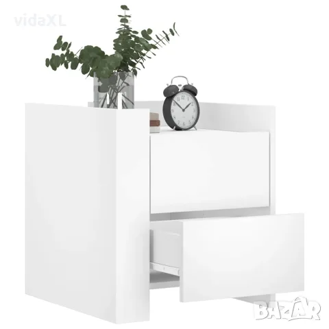 vidaXL Нощно шкафче, бяло, 45x50x50 см, инженерно дърво, снимка 3 - Шкафове - 56148260