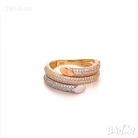 Златен дамски пръстен 4,15гр. размер:57 14кр. проба:585 модел:20102-6, снимка 1 - Пръстени - 42615239