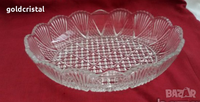 ретро стъклена купа фруктиера елипса 