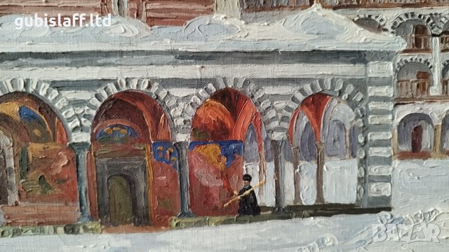 Картина "Зима в Рилския манастир", худ. А. Верещак, 1923 г., снимка 3 - Картини - 42016832