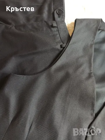 Мъжки костюм Sergio Barone от три части с фино каре в тъмносив цвят, снимка 7 - Костюми - 50074632