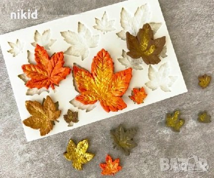 много есенни листа силиконов молд форма шоколад тесто фондан и др, снимка 1 - Форми - 17721496