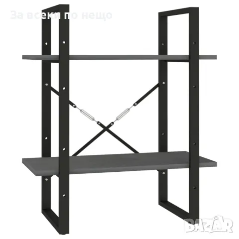 2-етажна библиотека, сива, 60x30x70 см, борово дърво масив Код P450