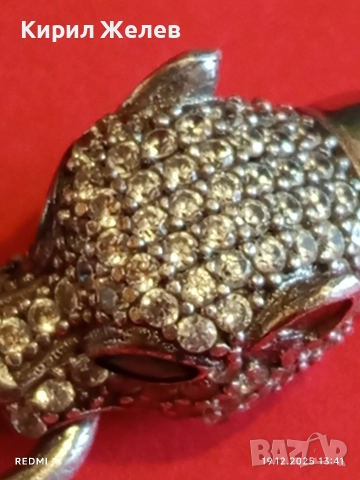 Луксозно сребърно бижу PANTHER с фасетирани кристали майстоска изработка 52409, снимка 7 - Колиета, медальони, синджири - 52847279