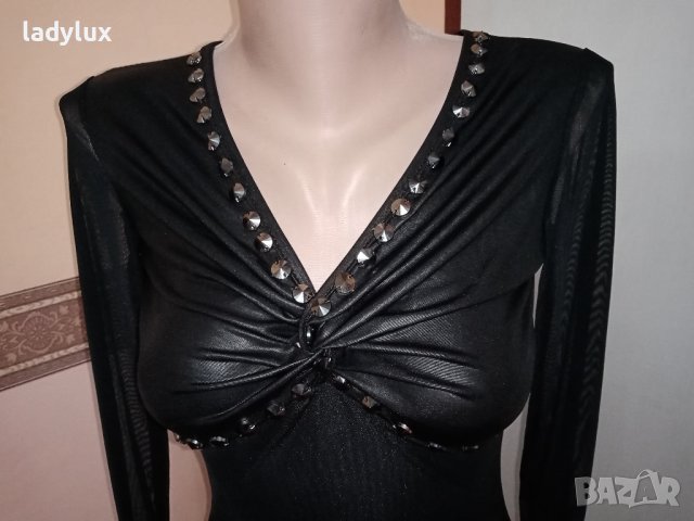 YSY, Страхотна Тюлена Блуза с шипове, Размер S. Код 2165, снимка 3 - Блузи с дълъг ръкав и пуловери - 44264563