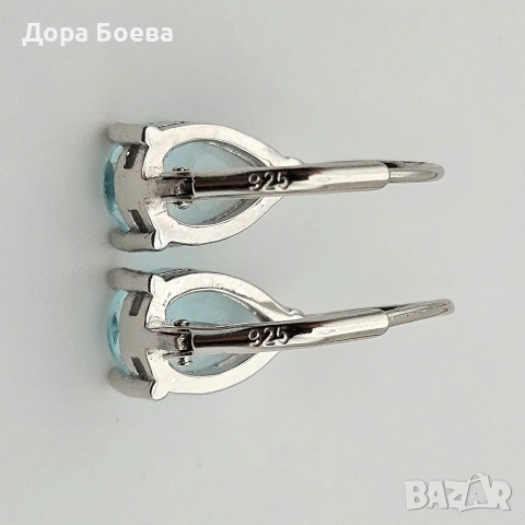 Сребърни обеци: "Аква", снимка 5 - Обеци - 52739223