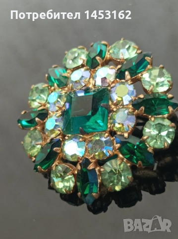 Старинна чешка брошка с кристали , снимка 2 - Други - 51638563
