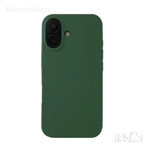 Силиконов кейс iPaky матиран и Протектор За iPhone 16 Plus (6.7), Тъмнозелен, снимка 2 - Калъфи, кейсове - 51961404