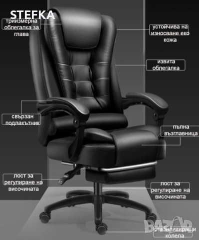 Масажен въртящ офис  стол, снимка 7 - Столове за офис - 53067561