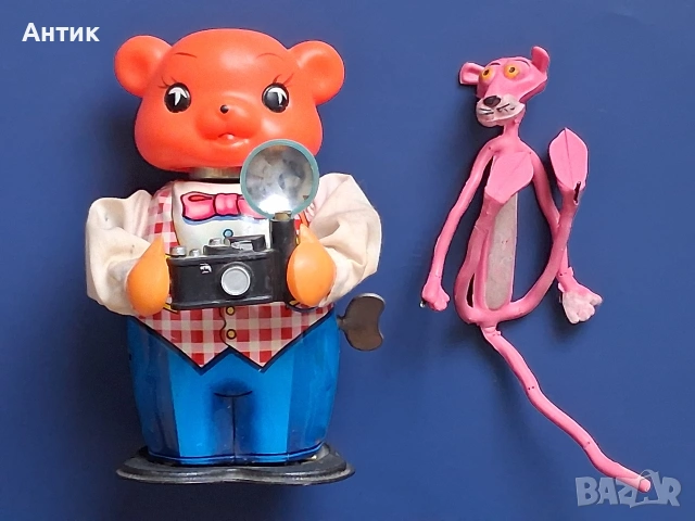 Стари Играчки от Соца Механична Играчка Мече Фотограф Пинко Розовата Пантера 70'те год.