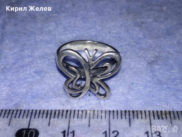 ПРЕКРАСЕН ФИГУРАЛЕН АЖУРЕН СРЕБЪРЕН АРТ ПРЪСТЕН ПЕПЕРУДА СРЕБРО 925 ПРОБА 38247, снимка 3 - Пръстени - 40920528