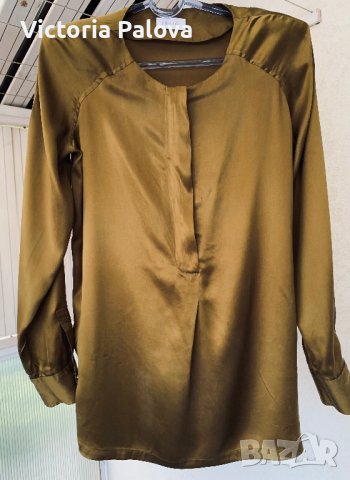 Красива копринена блуза ELÉGANCE цвят горчица, снимка 13 - Корсети, бюстиета, топове - 42012977