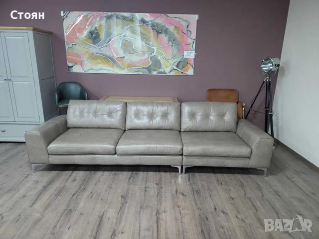 Бежов кожен диван четворка - 100 % естествена кожа