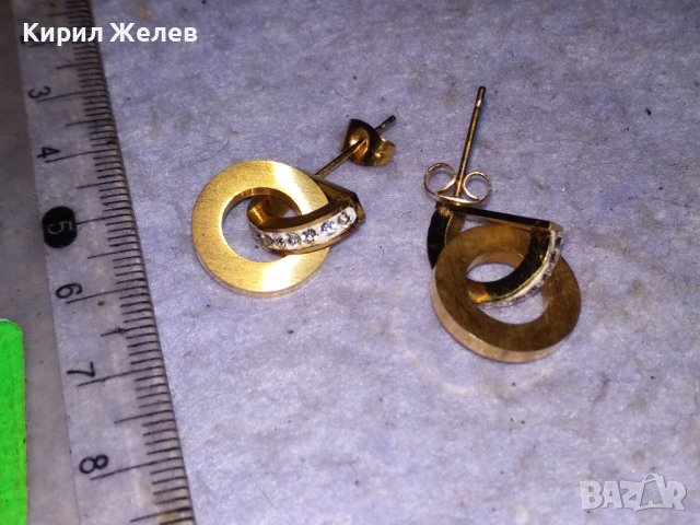 ЕФЕКТНИ МНОГО КРАСИВИ ФИНИ ПОЗЛАТЕНИ ФЕШЪН АРТ ОБЕЦИ с ИСКРЯЩИ ЦИРКОНИ и БЯЛ ЕМАЙЛ 38471, снимка 6 - Обеци - 41483759