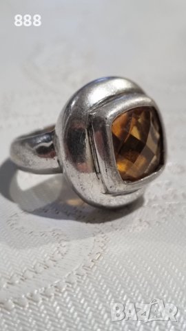 Сребърен пръстен 925 проба с цитрин , снимка 3 - Пръстени - 44199860