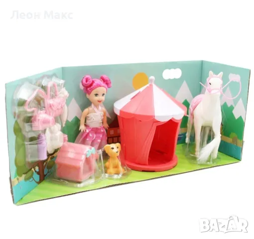 Кукла с кон и циркова арена, с домашни любимци , снимка 4 - Кукли - 48438546
