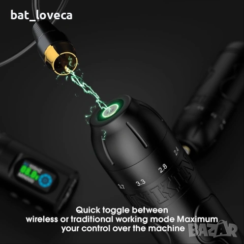 Нов Inkflexo 2.2-4.2 мм безжична машина за татуировки с регулируем ход, безжична батерия, снимка 3 - Друго оборудване - 53760160