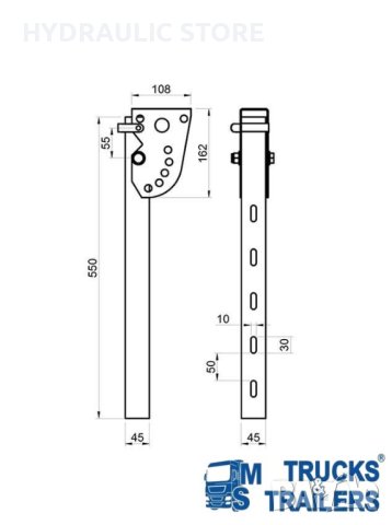 ДЪРЖАЧ ЗА СТРАНИЧЕН ПРЕДПАЗИТЕЛ 550 ММ, снимка 2 - Части - 42203128