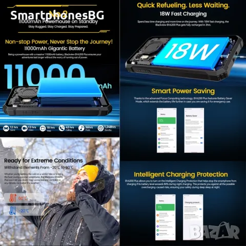 Blackview BV6200 Plus 24GB RAM 256GB ROM, 11000 mAh, с IP68/69 защита, снимка 8 - Други - 50159203