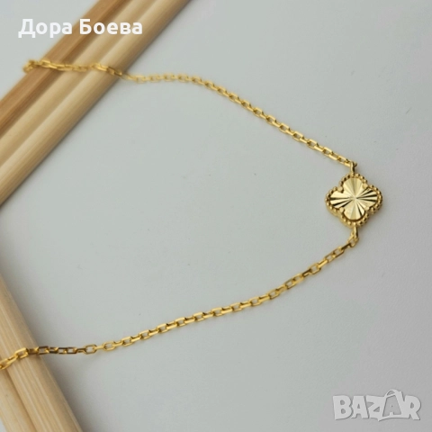 Сребърна гривна: "Детелина", снимка 3 - Колиета, медальони, синджири - 52240179