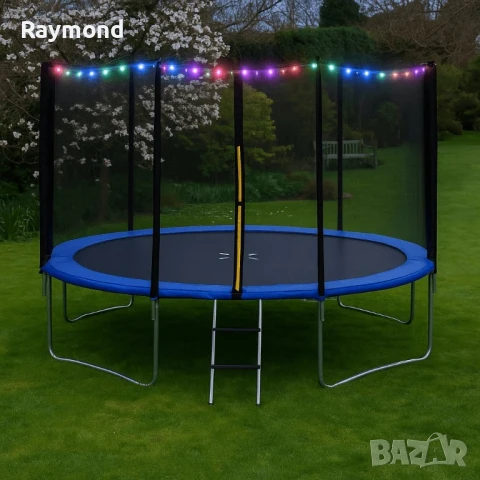 Детски батут с мрежа 244см с ПДОАРЪΚ LED Лампички – Подсилена конструкция и UV защита, снимка 2 - Други - 50985743