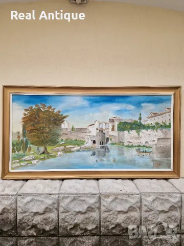 Превъзходна антикварна испанска авторска майсторска картина масло върху платно , снимка 2 - Антикварни и старинни предмети - 47486611