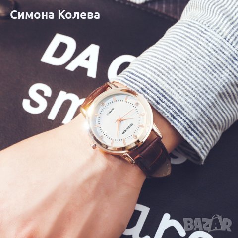 ✨Класически ръчен часовник с кожена верижка, дамски и мъжки вариант - черна/кафява каишка, снимка 7 - Луксозни - 38870002